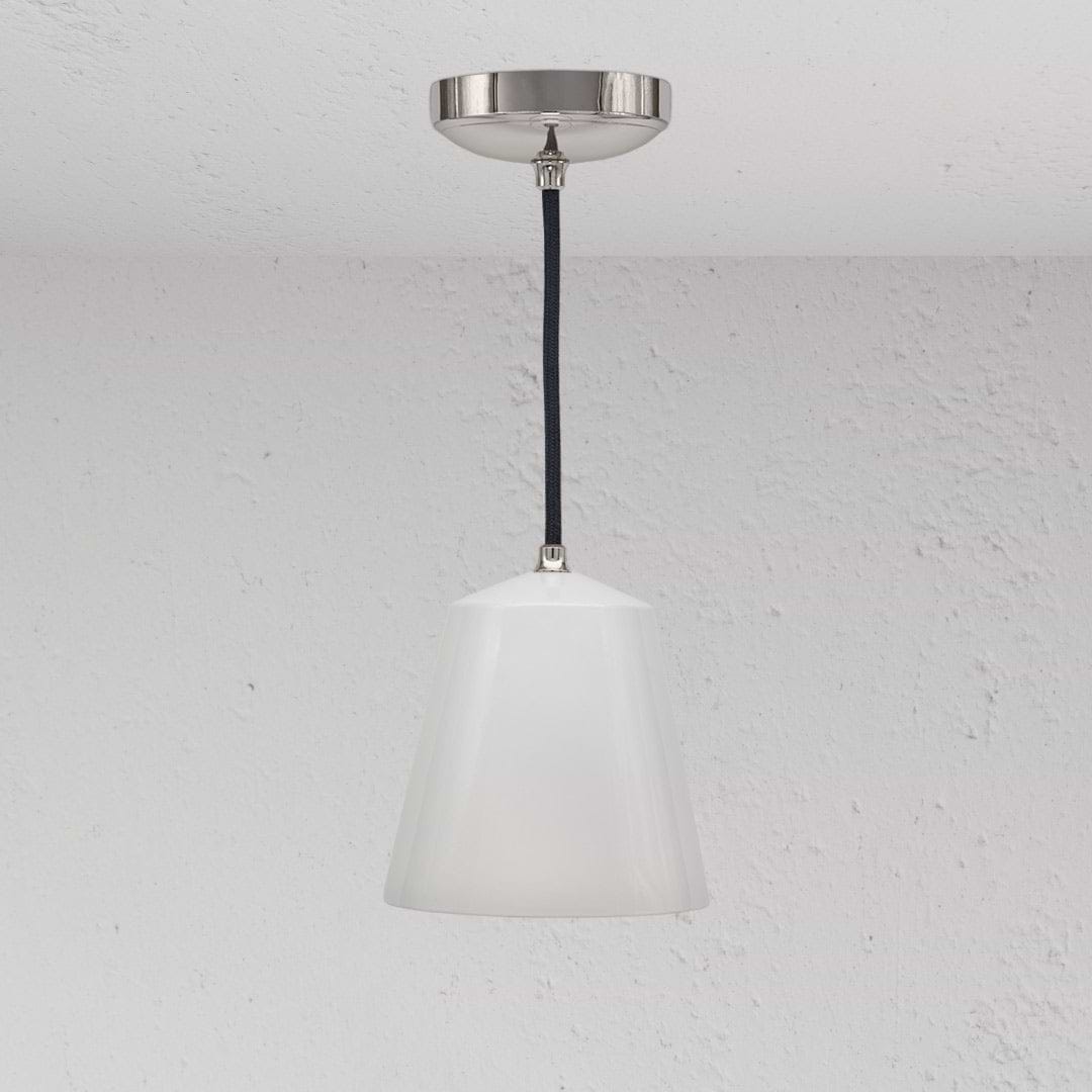Lámpara de techo colgante Richmond mediana con porcelana - Níquel pulido