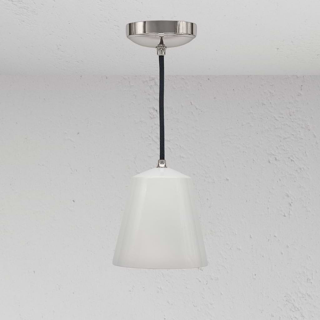 Lámpara de techo colgante Richmond mediana con porcelana - Níquel pulido
