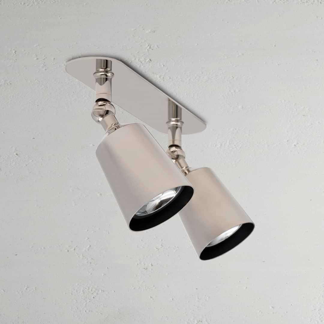 Lámpara de techo doble Perryn de 50 mm - Níquel pulido
