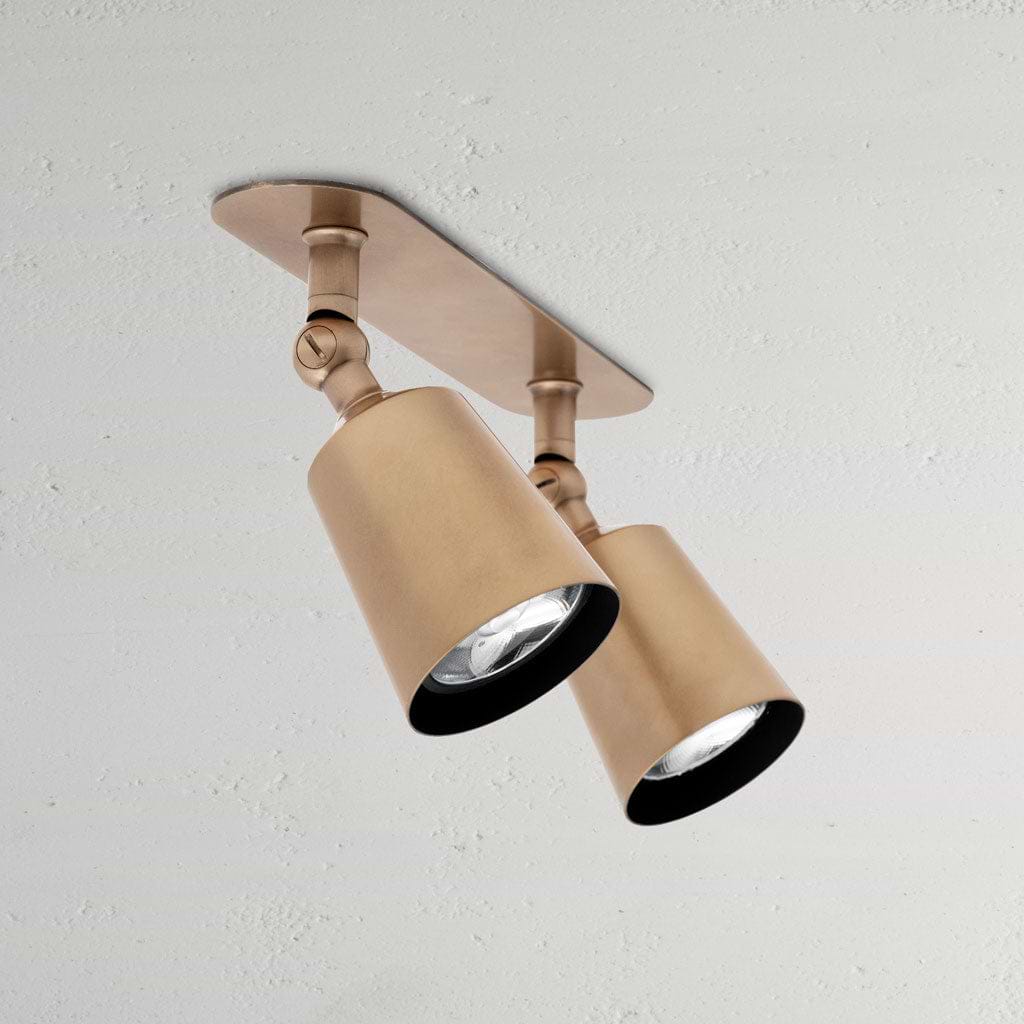 Lámpara de techo doble Perryn de 50 mm - Latón antiguo