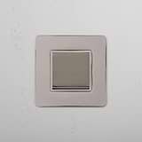 Interruptor individual de balancín (retráctil) - Níquel pulido y blanco