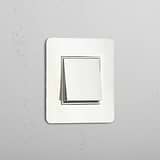 Interruptor individual de balancín (de cruce) - Níquel pulido y blanco