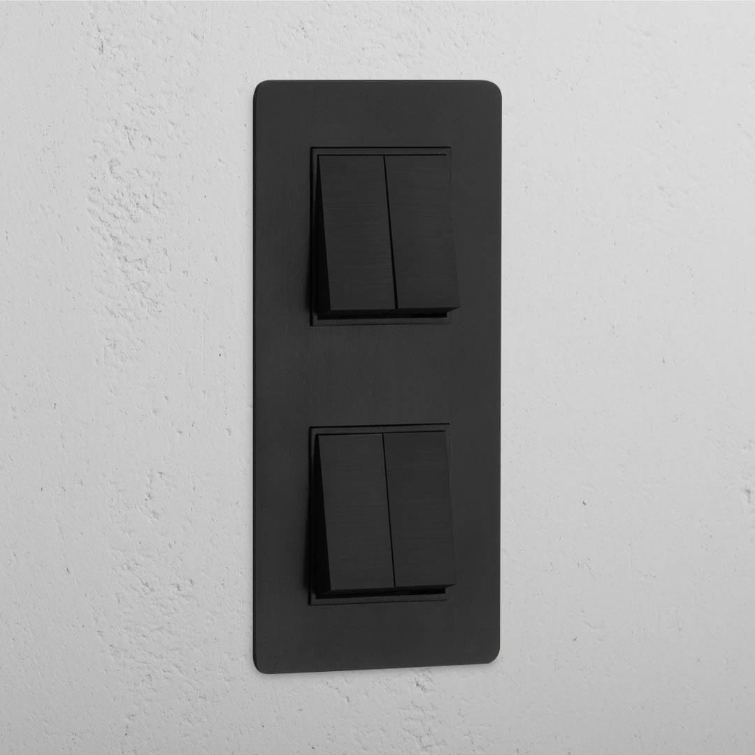 Interruptor doble de balancín x4 (vertical) - Bronce y negro