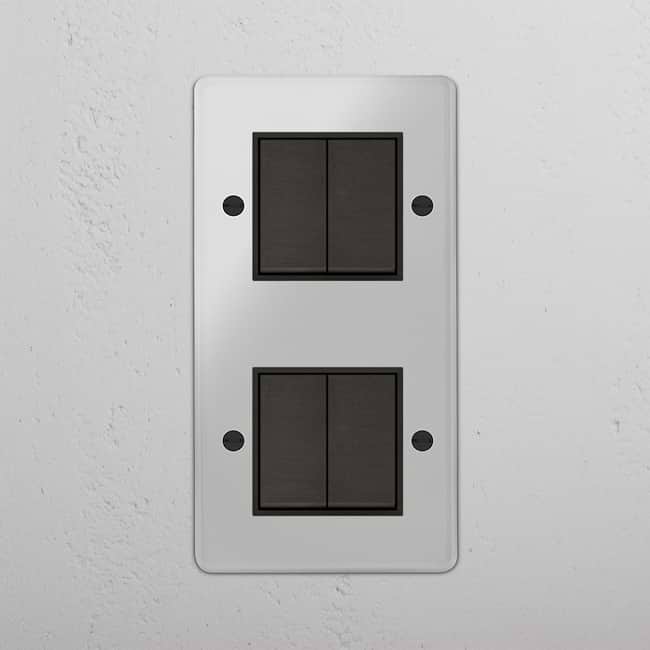 Kew Double 4x Vertical Rocker Switch Clear Bronze Black | Switches ...