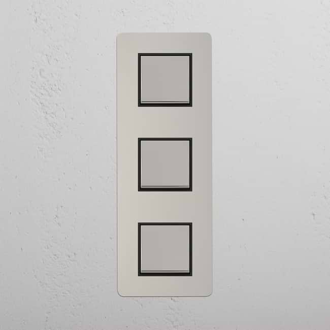Kew Triple 3x Vertical Rocker Switch Polished Nickel Black | Switches ...