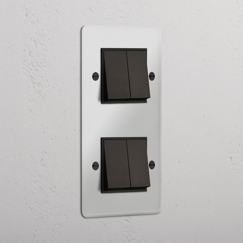 Vertical Four-Position Double Rocker Switch in Clear Bronze Black - Advanced Lighting Solution