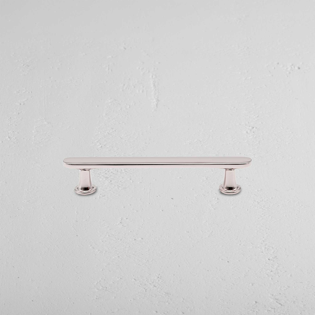 Polished Nickel Milliner Furniture Handle on White Background