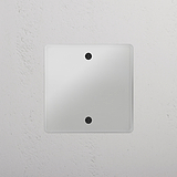 Sleek Single Blank Plate in Clear Black - Stylish Home Detail on White Background
