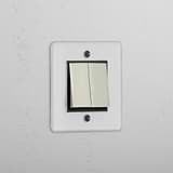 Dual-Function Single Rocker Switch in Clear Polished Nickel Black - Streamlined Light Management Tool