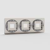 Triple Keystone Switch Plate in Polished Nickel EU - Triple Keystone Light Switch Cover in Polished Nickel on White Background