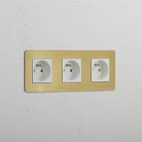 Antique Brass White Triple French Power Module with 3 Ports - Advanced Power Solution