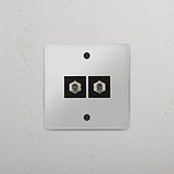 Dual Satellite Module in Clear Black - Superior TV Reception Tool on White Background