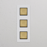 Interrupteur VV Carré x3 Vertical (Plaque Triple) - Laiton Ancien Peignable Insert Noir