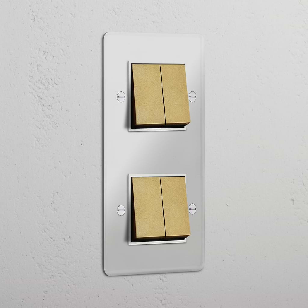 Vertical Double Rocker Switch in Clear Antique Brass White with 4 Positions - Advanced Lighting Solution
