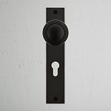 Poplar Bouton de Porte à Ressort à Plaque Longue et Trou de Serrure Euro - Bronze