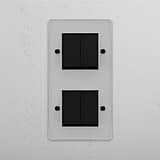 Vertical Double Rocker Switch with Four Positions in Clear Bronze Black - Advanced Lighting Solution on White Background