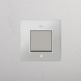 Intermediate Single Rocker Switch in Clear Polished Nickel White - Light Control Solution on White Background