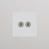 Interrupteur VV à Levier x2 (Plaque Simple) - Nickel Poli Peignable