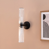 Applique Murale Moyenne en Verre Cannelé Claremont - Bronze