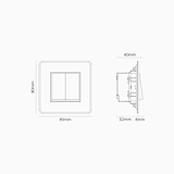 Interrupteur VV Carré x2 (Plaque Simple) - Transparent / Nickel Poli (Insert Noir)