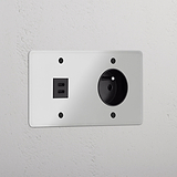 Double USB 30W & French Module - Clear Black