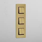 High-Performance Triple Vertical Rocker Switch in Antique Brass Black with 6 Positions