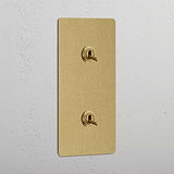 Vertical Toggle Switch with Double Levers in Antique Brass
