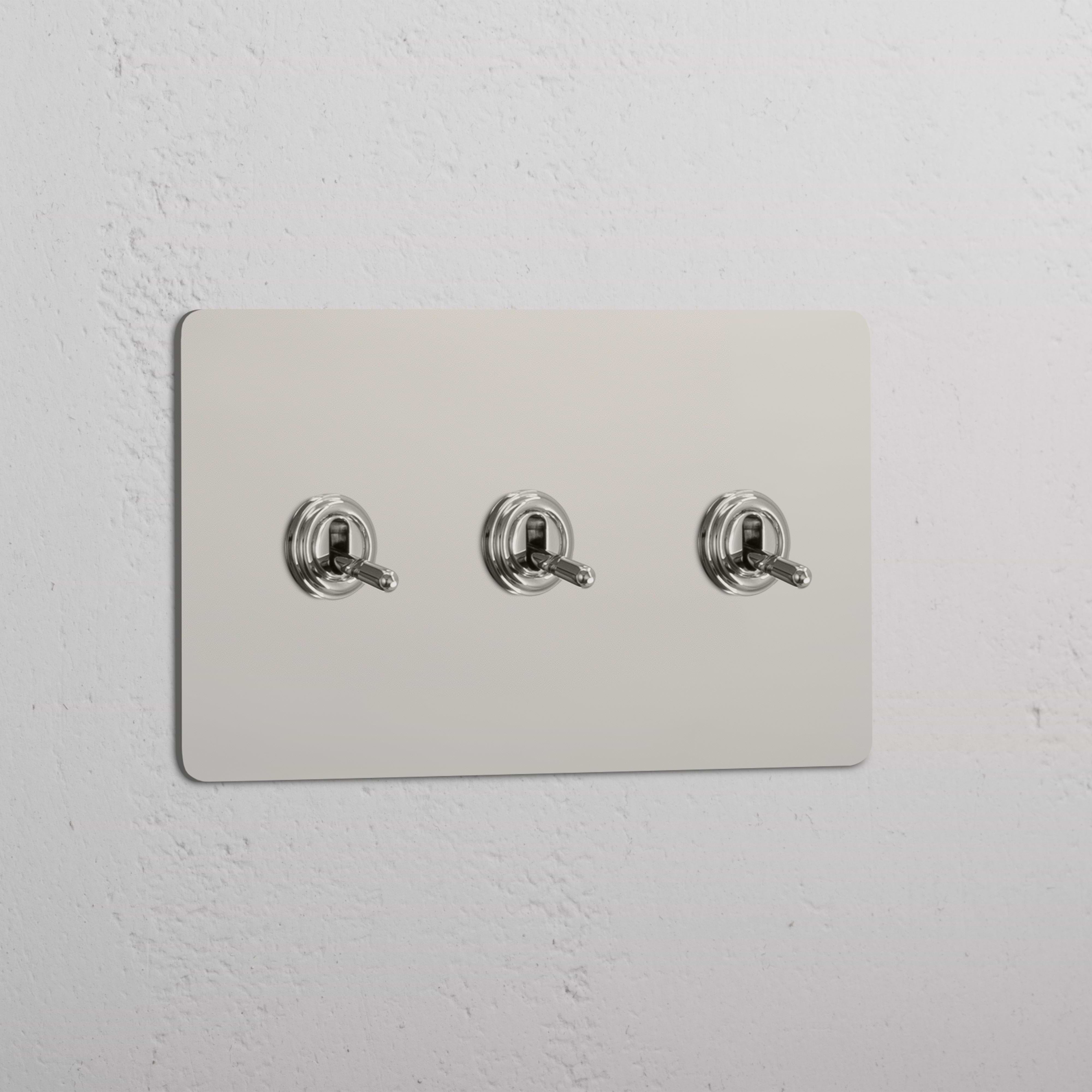 Triple Toggle Switch in Polished Nickel - Versatile Triple Control Light Switch