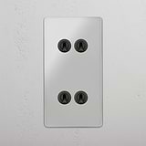 Vertical Double Toggle Switch with Four Levers in Clear Bronze - Robust Light Control Accessory on White Background