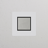 Bouton Poussoir Trois Positions Carré (Plaque Simple) - Nickel Poli Peignable Insert Noir
