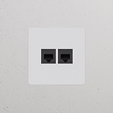 Prise RJ45 x2 (Plaque Simple) - Peignable Insert Noir