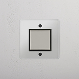Central Single Rocker Switch in Clear Polished Nickel Black - Convenient Light Management Tool on White Background