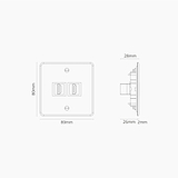 Prise HDMI x2 (Plaque Simple) - Transparent (Insert Blanc)