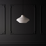 Brookfield Suspension Moyen Format en Verre Opalin - Laiton Ancien