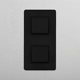 Efficient Double Vertical Rocker Switch in Bronze Black with 2 Positions on White Background
