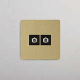 Two-Socket Single Satellite Module, Antique Brass Black Aesthetic on White Background