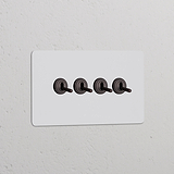 Interrupteur VV à Levier x4 (Plaque Double) - Bronze Peignable