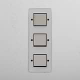 Functional Vertical Triple Rocker Switch in Clear Polished Nickel Black - User-Friendly Lighting Solution on White Background