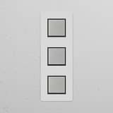 Interrupteur VV Carré x3 Vertical (Plaque Triple) - Nickel Poli Peignable Insert Noir
