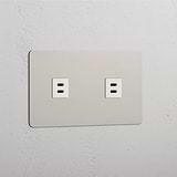 Dual High-Speed Charging Outlet: Polished Nickel White Double 2x USB Module