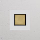 Bouton Poussoir Carré (Plaque Simple) - Laiton Ancien Peignable Insert Noir