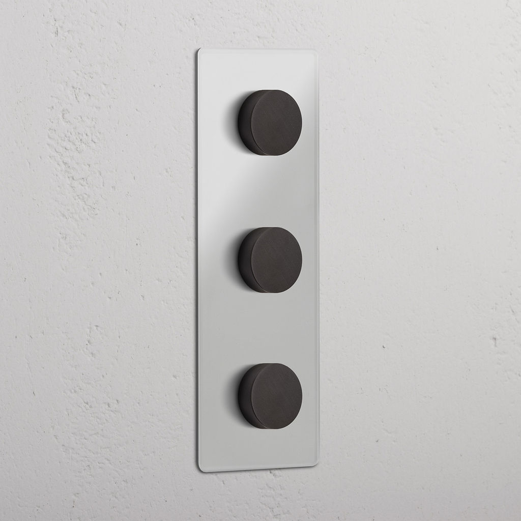 Vertical Triple Dimmer Switch in Clear Bronze - Adjustable Light Control Accessory