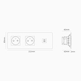 Prise USB-C 30W & Prise de Courant Ronde Type E x2 (Plaque Triple) - Peignable Insert Blanc