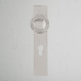 Poplar Bouton de Porte à Ressort à Plaque Longue et Trou de Serrure Euro - Nickel Poli