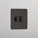 High-Performance Single TV Module in Bronze Black with Dual Ports - Clear Transmission