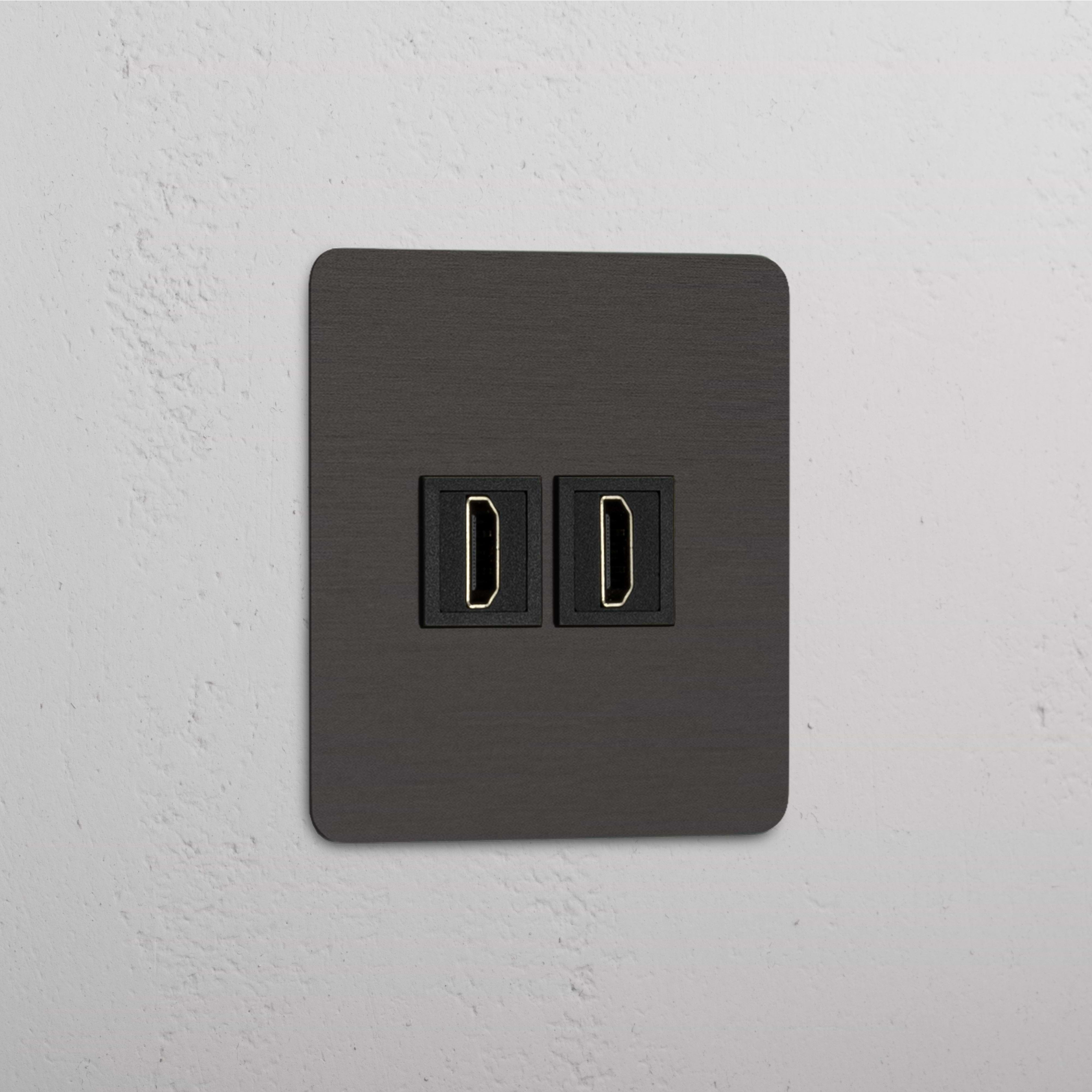Superior Quality Single HDMI Module in Bronze Black with Dual Ports - Reliable Data Transfer