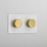 Clear Antique Brass Double Dimmer Switch - Customizable Light Control Accessory