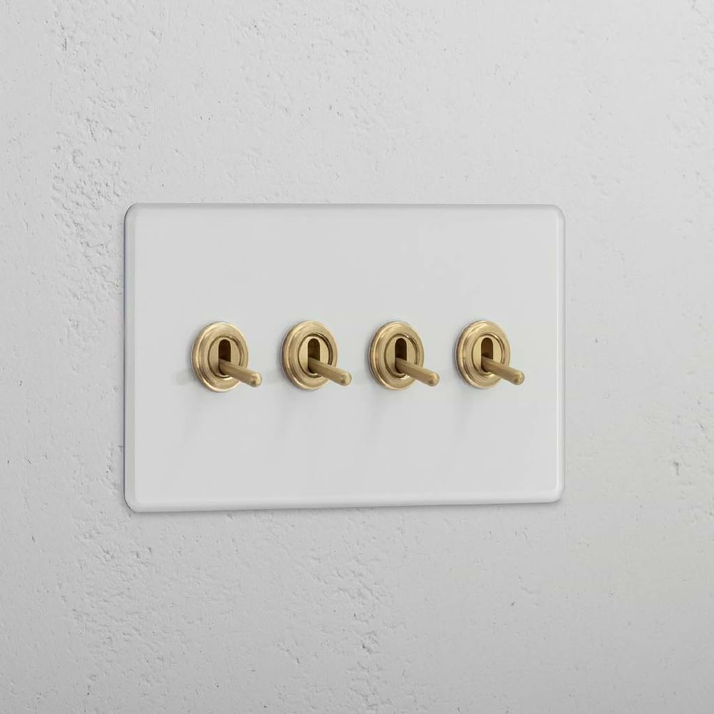 Robust Clear Antique Brass Double Toggle Switch with 4 Positions - Reliable Light Control System