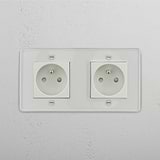 Double French Power Module in Clear White - Home Power Management Solution on White Background