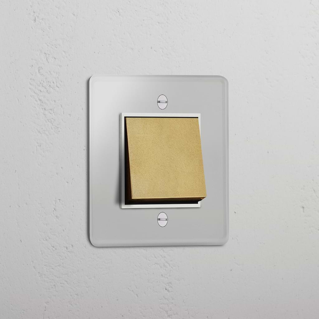 Single Rocker Switch in Clear Antique Brass White - Seamless Light Operation Accessory